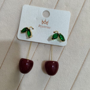 BIJUTERIA ARETES CEREZA