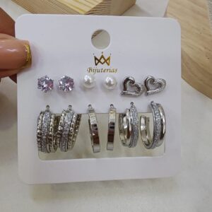 BIJUTERIA ARETES SET 6 CORAZON