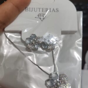 BIJUTERIA SET COLLAR Y AROS FLOR
